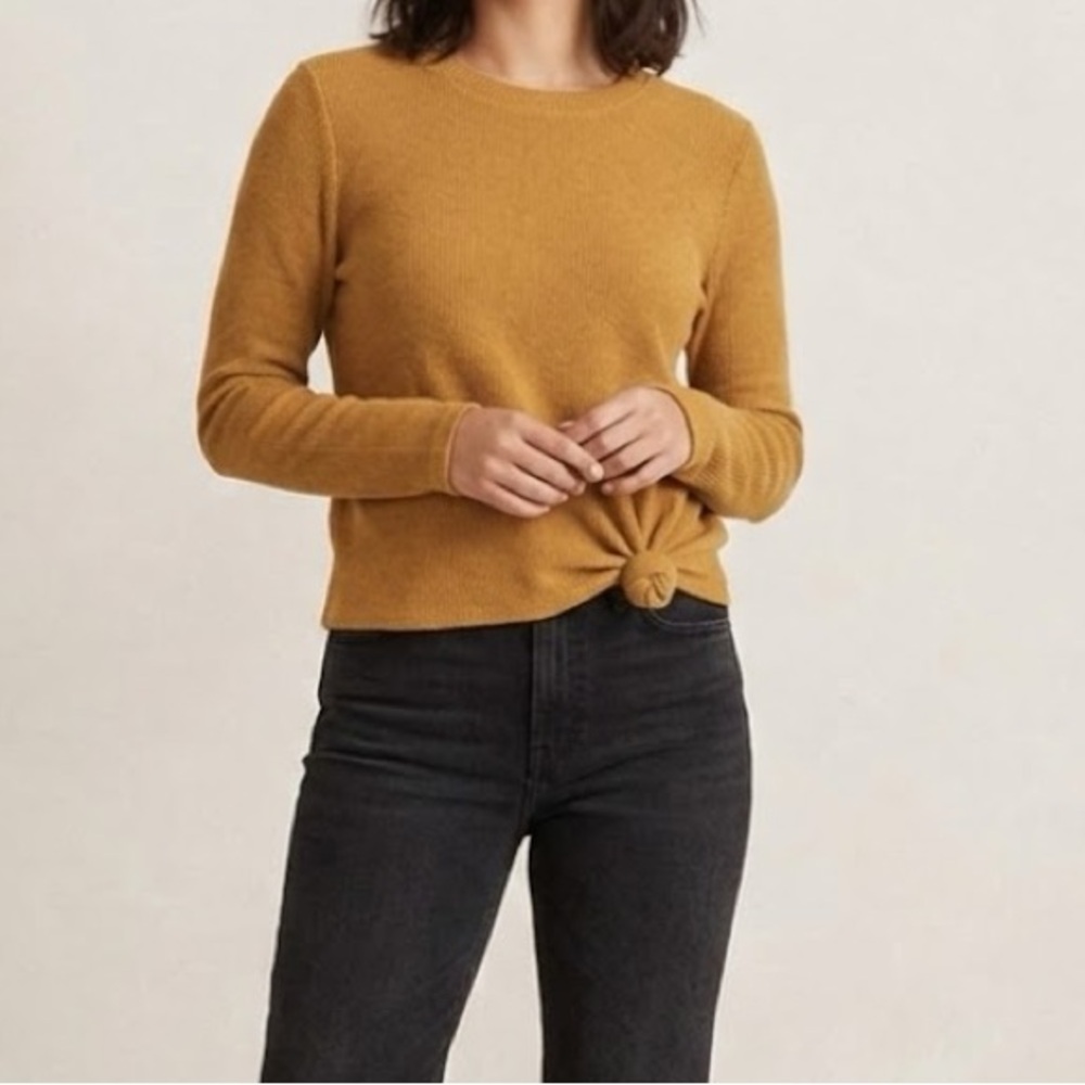 Madewell Texture & Thread Antique Gold Jacquard Knot Front Top XS